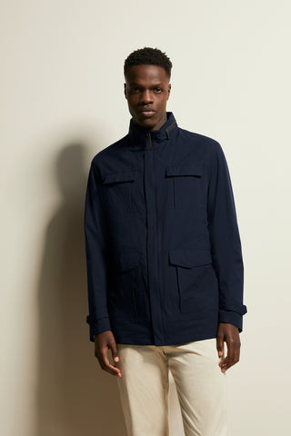 Stand-Collar Jacket in Navy
