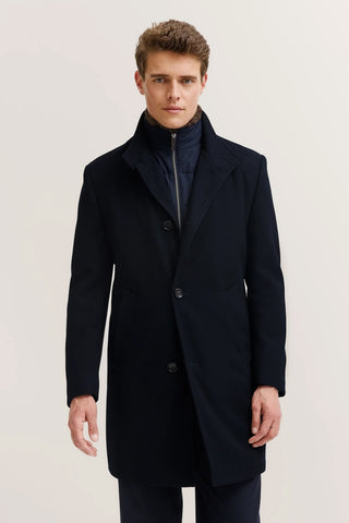 Single Breasted Coat in Navy