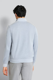 Full-Zip Sweatshirt With Stand Collar in Light Blue