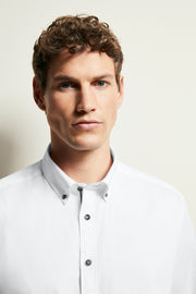 Long-Sleeved, Button-Down Sport Shirt in White