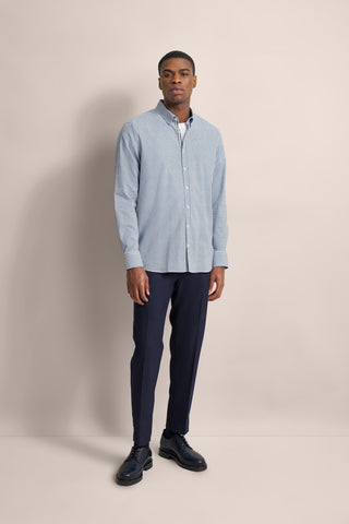 Long-Sleeved Button-Down Sport Shirt in Blue GeoPrint