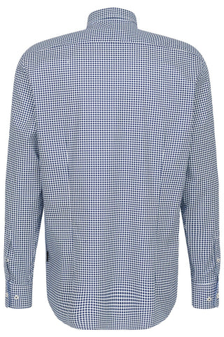 Long-Sleeved Button-Down Sport Shirt in Blue GeoPrint