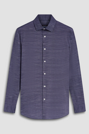 Navy Striated Print Long Sleeve Shirt