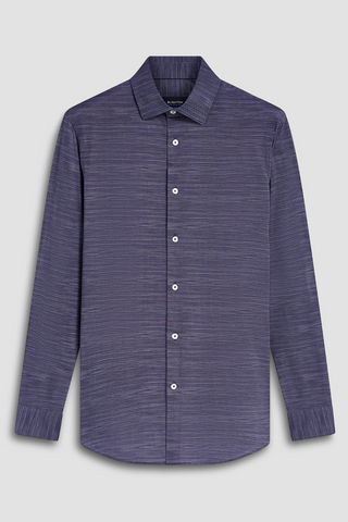 Navy Striated Print Long Sleeve Shirt
