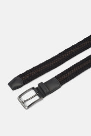 Braided Stretch Belt in Two-Tone Black-and-Brown