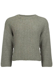 Cajsa Merino-Blend Shaker-Knit Sweater in Eucalyptus