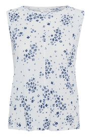Rena Linen-Blend Knitted Tank Top in Oceania Mini-Floral