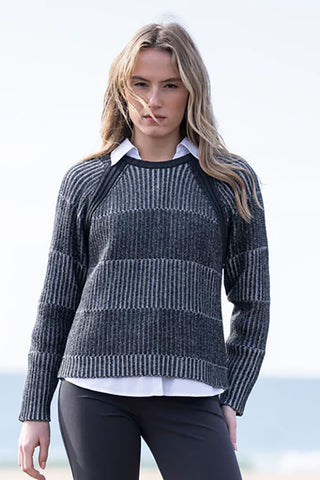 Sweater with Removable Neck Piece in Navy