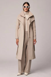 Ilana Slim-Fit Wool Coat With Bib Collar in 2 Colours