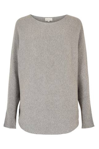 Lurex Ribbed Batwing Sweater in Silver Grey