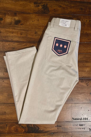 Jean-Cut Casual Pants in 4 Linen-Look Colours