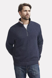 Classic Windproof Quarter-Zip Knitted Cotton Sweater in 4 Colours