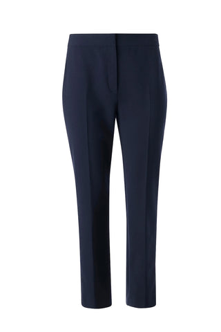 Straight-Legged Pin-Tuck Trousers in Navy