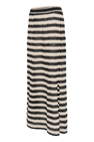 Molin Long Lace Skirt in Black-and-Broken-White Stripe
