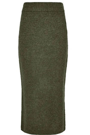 Midaxi Waffle Knit  Skirt in Olive Green