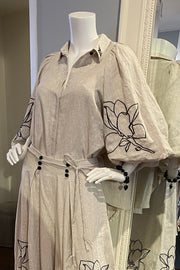 Embroidered Blouse in Natural Linen