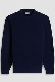 Basketweave Crew Neck Sweater in Navy