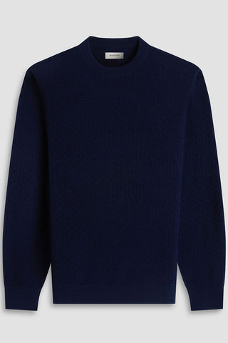 Basketweave Crew Neck Sweater in Navy