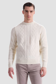 Cable Diamond Stitch Crew Neck Sweater in 2 Colors