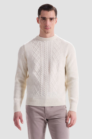 Cable Diamond Stitch Crew Neck Sweater in 2 Colors