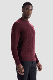 Cable Diamond Stitch Crew Neck Sweater in 2 Colors