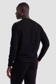 Diamond Pattern Crew Neck Sweater in Black