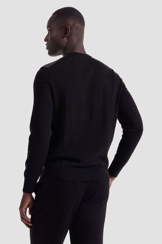 Diamond Pattern Crew Neck Sweater in Black