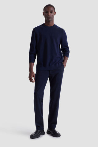 Basketweave Crew Neck Sweater in Navy
