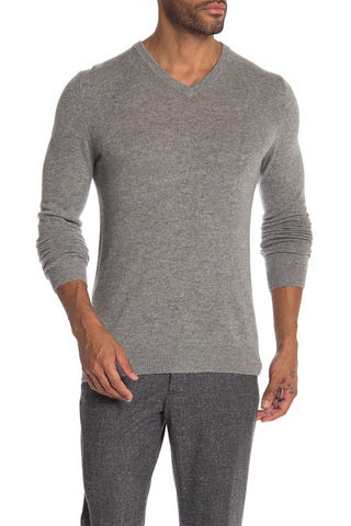 Long-Sleeved V-Necked Cashmere Sweater in 3 Colours