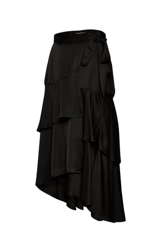 Vloras Silky Wrap Skirt in Black