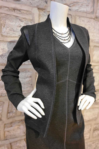 Double-Knit Hip-Length Jacket Charcoal