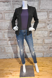 Double-Knit Hip-Length Jacket Charcoal
