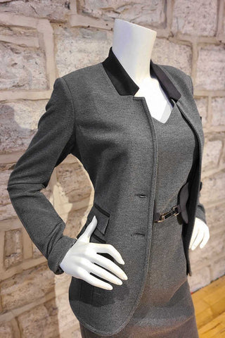 Cap-Sleeved, V-Neck Stretch-Twill Dress Grey