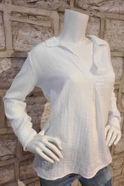 Long-Sleeved Cotton Shirt White or Black