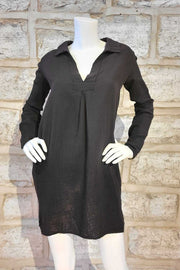 Crinkle-Cotton Dress Black or White