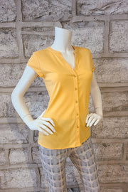 Short-Sleeved V-Neck Button-Front Knit Shell Two Colours