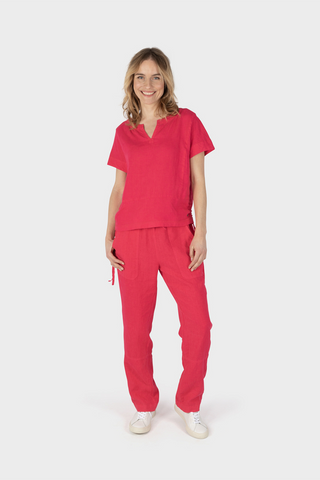 Short Sleeved Linen Top in Two Colours