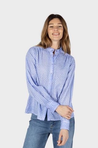 Long Sleeved Eyelet Button Down