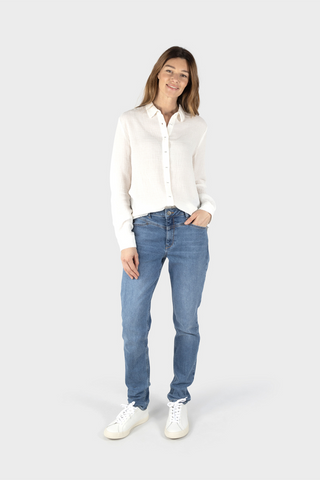 Long-Sleeved Cotton Gauze Shirt in Off-White
