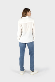 Long-Sleeved Cotton Gauze Shirt in Off-White