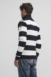 Anders Windproof, Mock-Turtleneck Cotton Sweater Striped