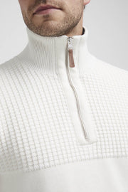 Mattias Windproof, Mock Turtleneck Cotton Sweater Off-White