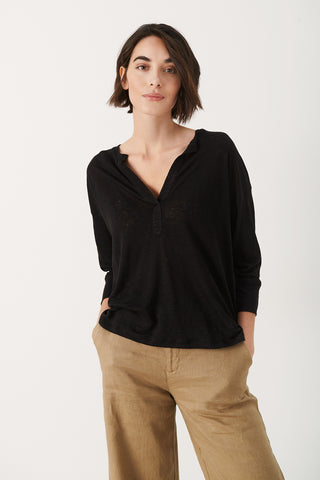 Petronelle Long Sleeve T-Shirt with Button Neck