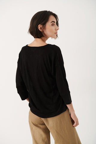 Petronelle Long Sleeve T-Shirt with Button Neck