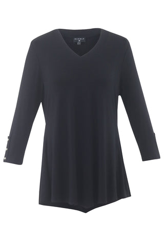 Asymmetrical Tunic Top with Three-Quarter Sleeves Four Colours