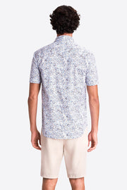 OoohCotton Tech Short-Sleeved Knit Shirt in Mini-Floral Azure Print