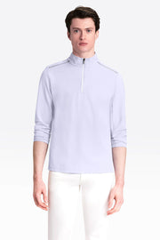 Long-Sleeved Quarter Zip Mock Neck Pullover in 2 Colours