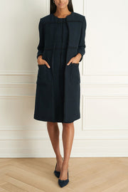 Chanel-Style Long Tweed Coat