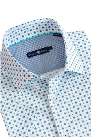 White Turtle Print Short-sleeved Woven Shirt