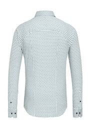 Long-Sleeved Knit Shirt with Blue Print